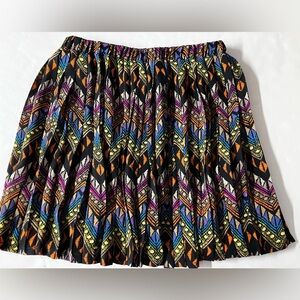 Women’s Pleated Geometric Multicolored Skirt, Small, Millau